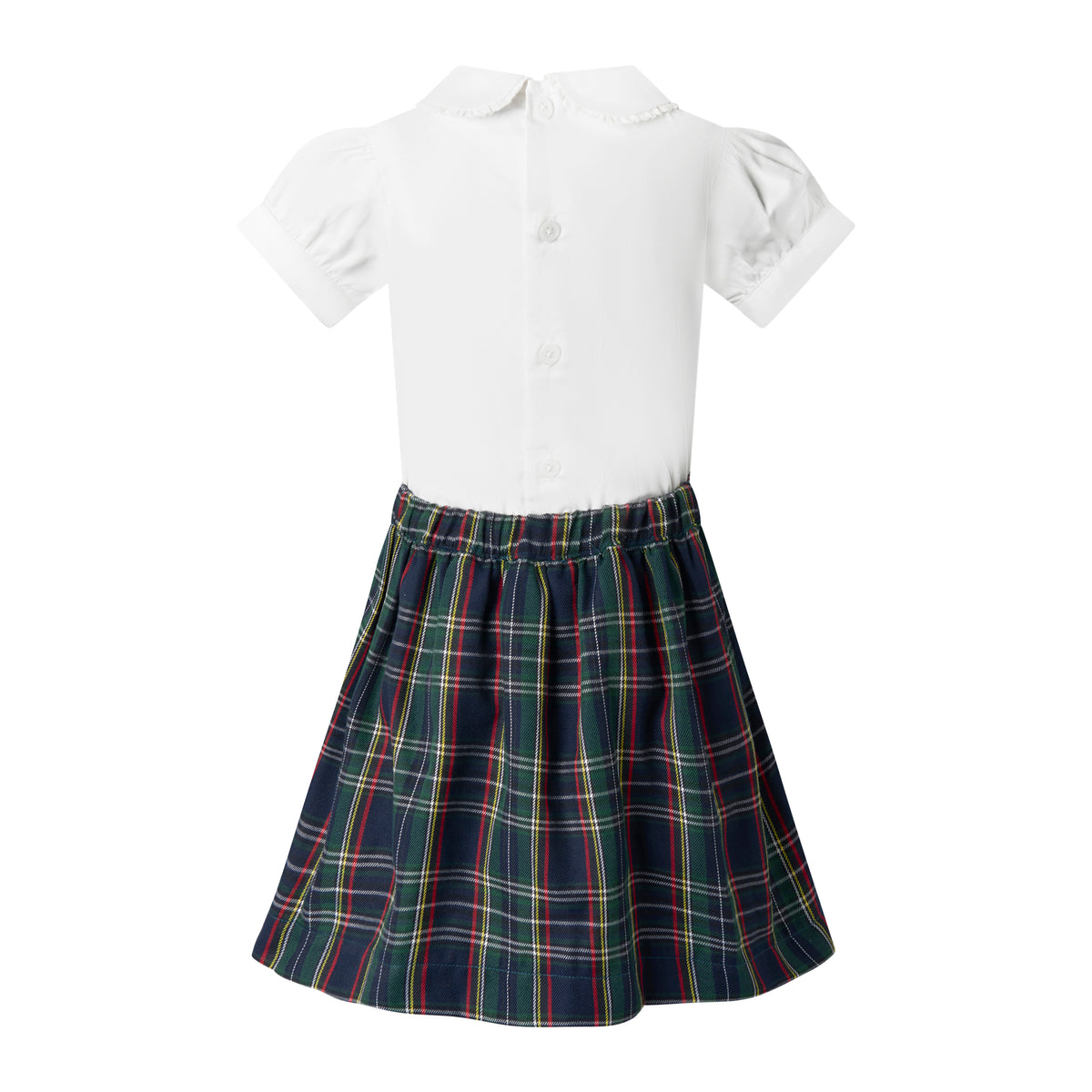 Navy Check Skirt & Blouse Set