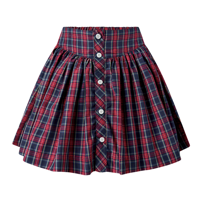 Check Button-front Skirt