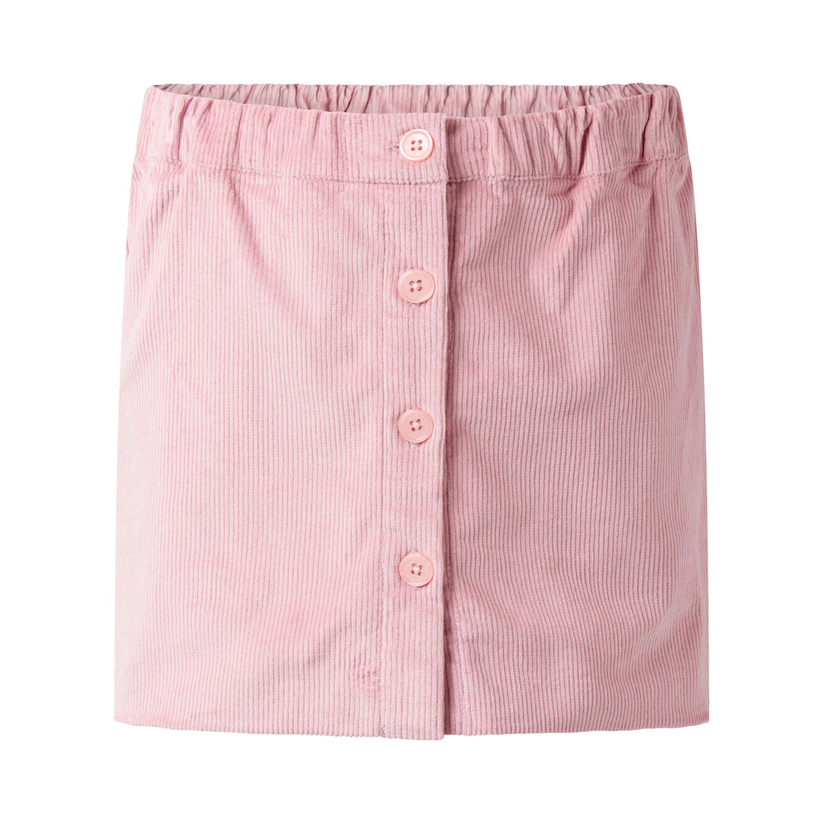 Pink Corduroy Button-front Skirt