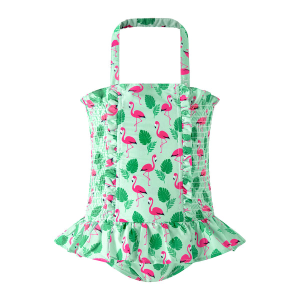 Green Flamingo Ruched Swimsuit