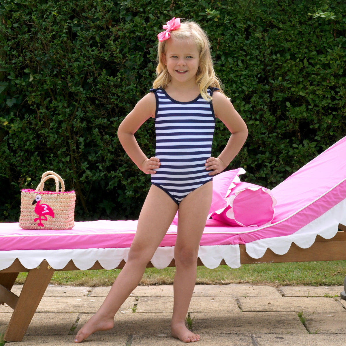 Navy Breton Lycra Swimsuit