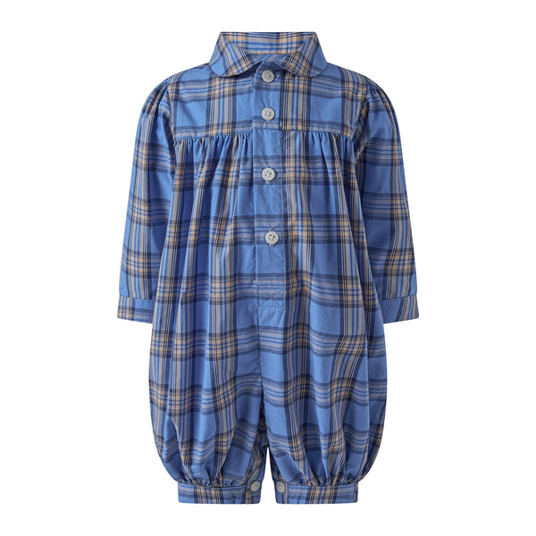Navy Long Sleeve Check Babysuit