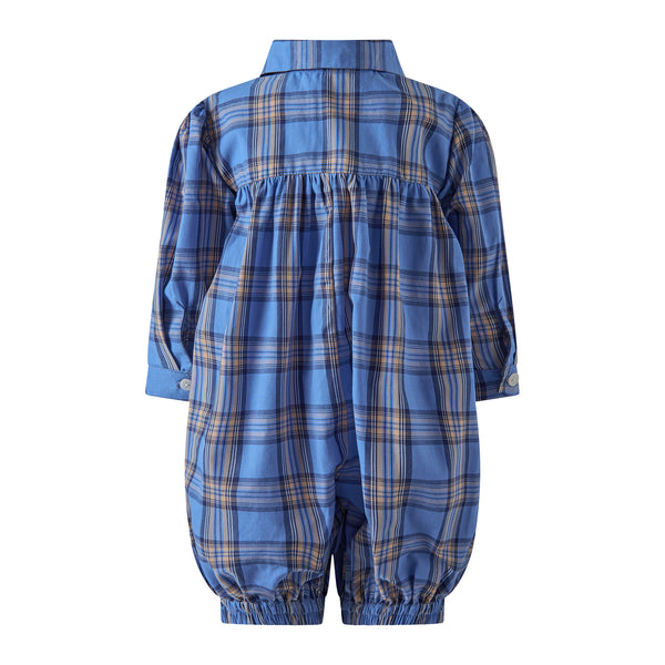 Navy Long Sleeve Check Babysuit