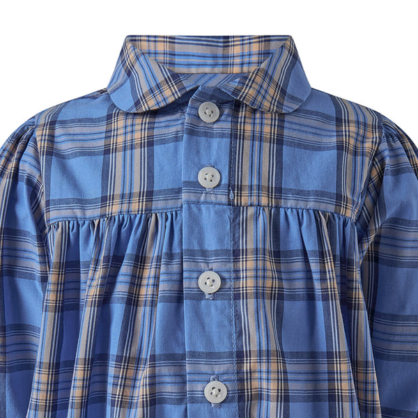 Navy Long Sleeve Check Babysuit