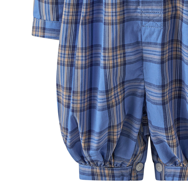Navy Long Sleeve Check Babysuit