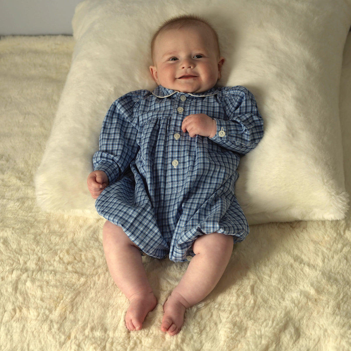 Blue Check Babysuit
