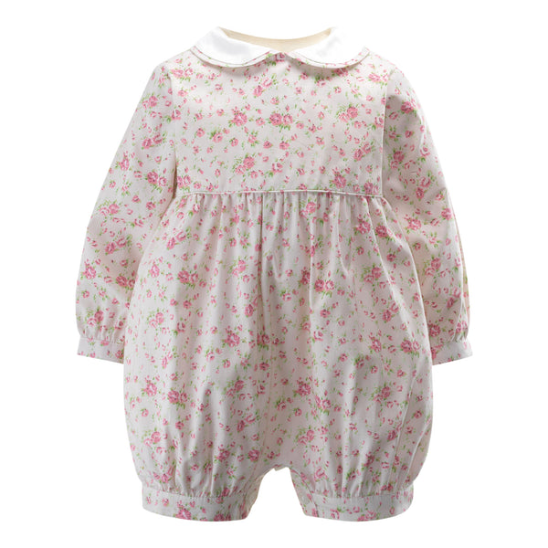 Pink Floral Long-Sleeve Babysuit