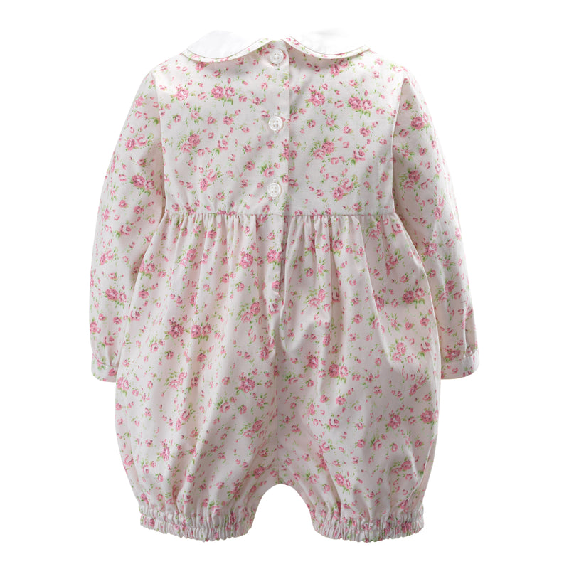 Pink Floral Long-Sleeve Babysuit