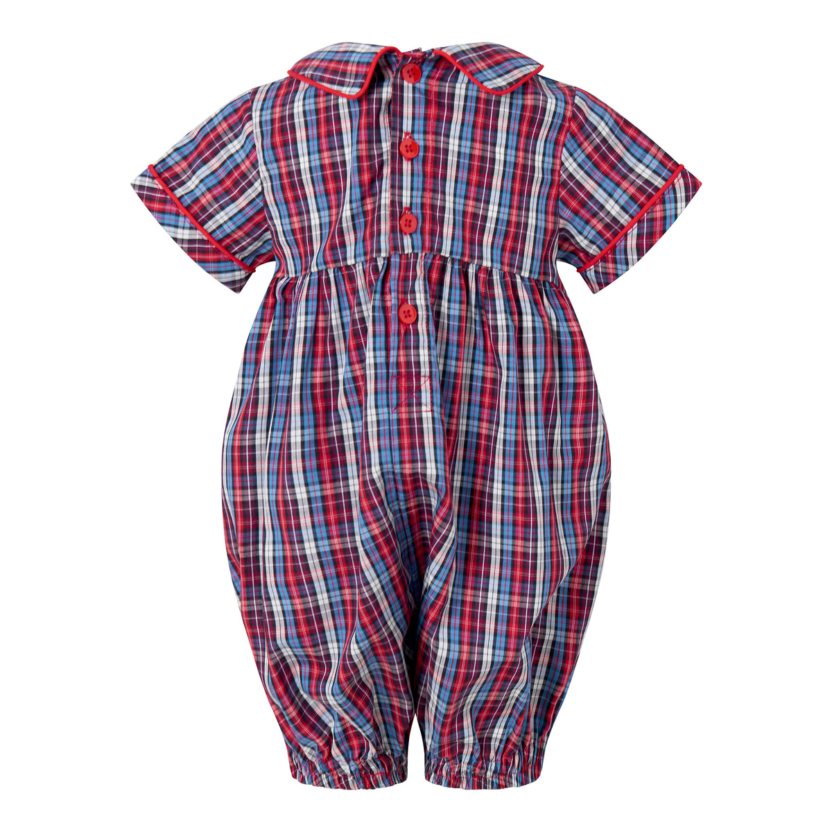 Red Soldier Smocked Tartan Babysuit