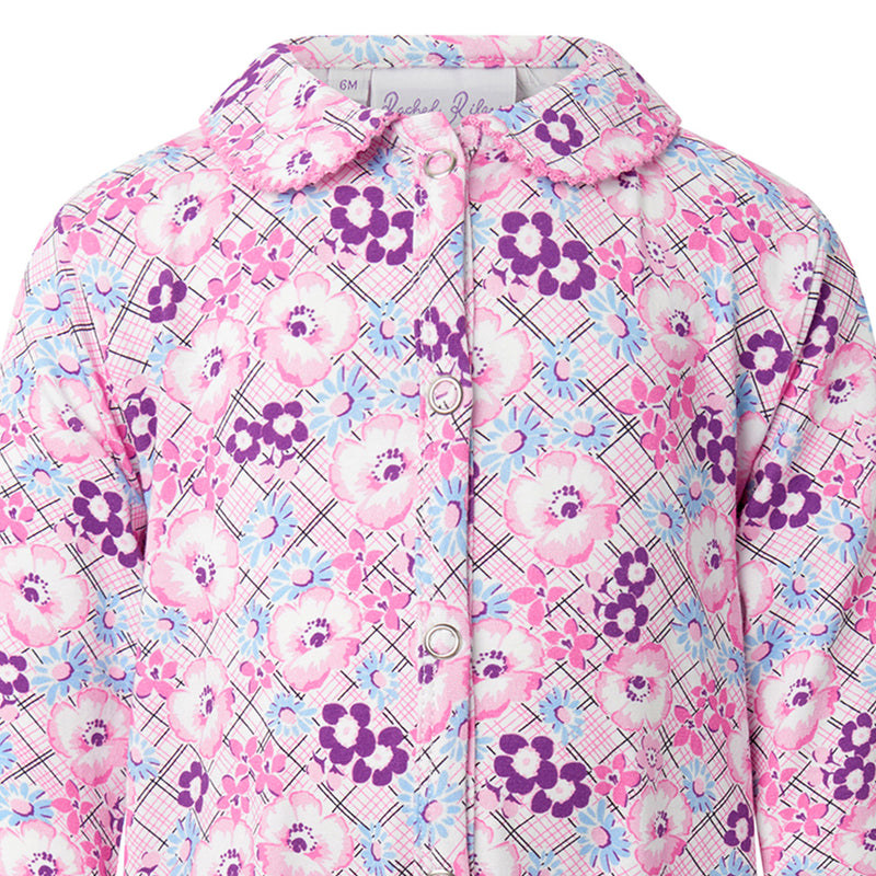 Pink Floral Check Babygro