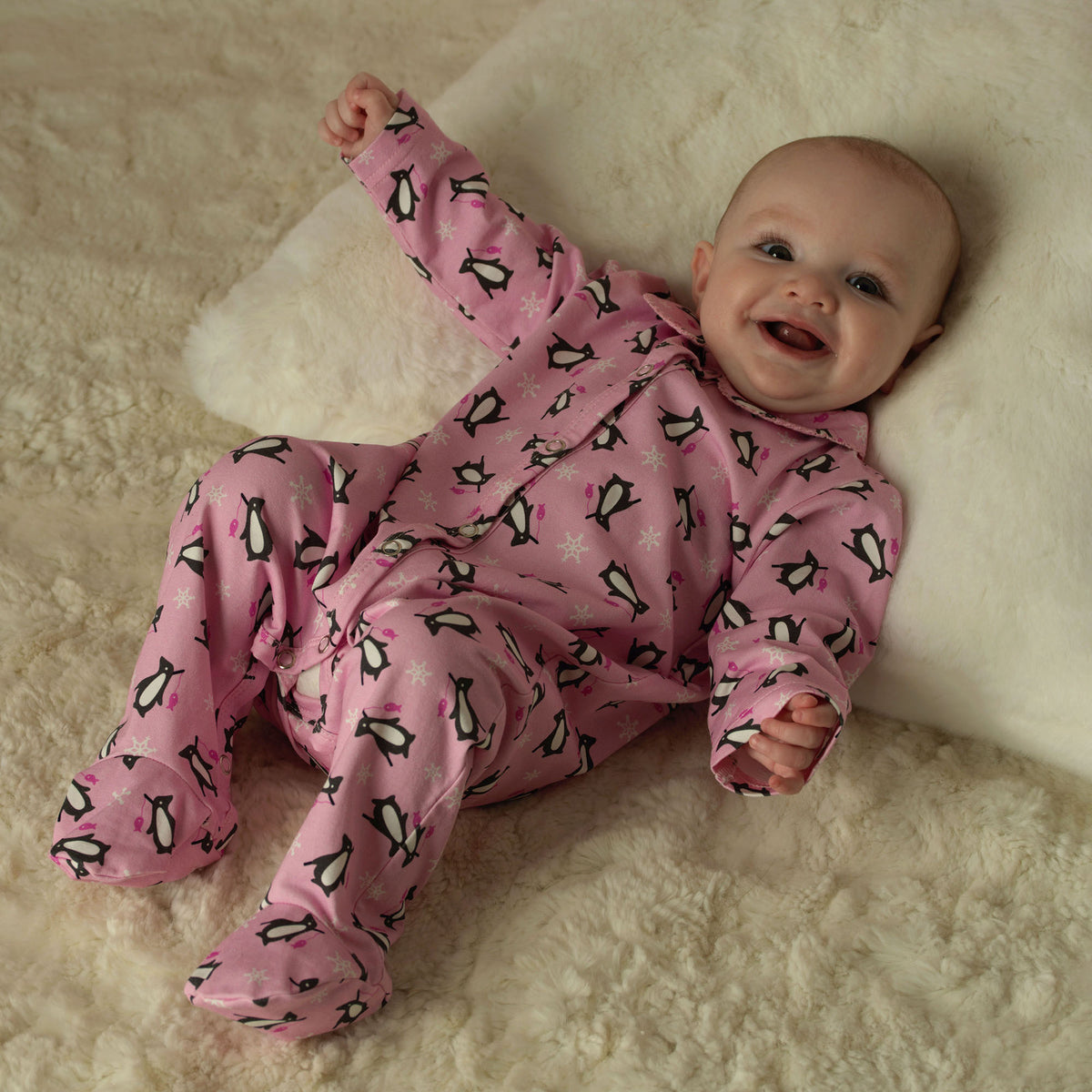 Pink Penguin Babygro