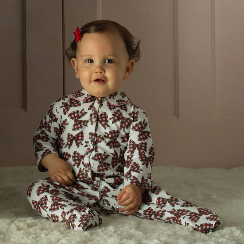 Red Tartan Bows Babygro