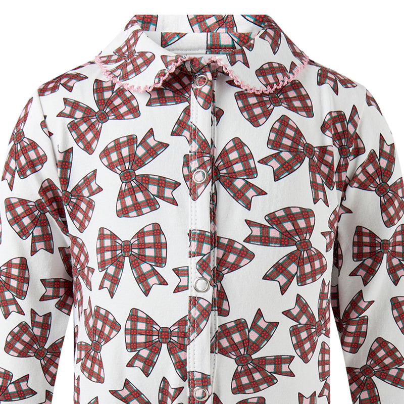 Red Tartan Bows Babygro
