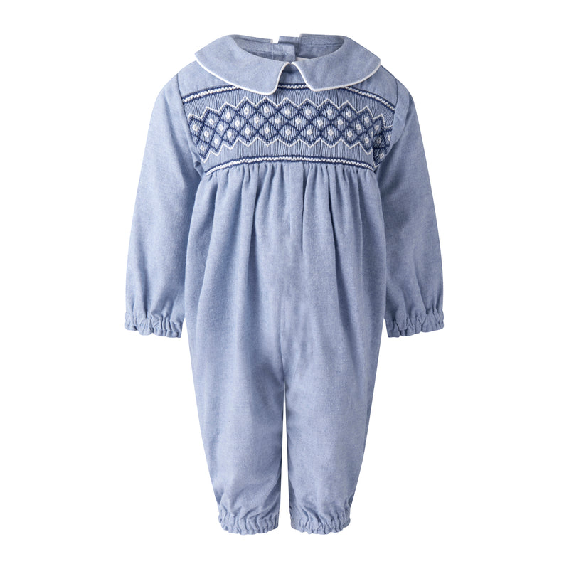Peter Pan Collar Smocked Babysuit