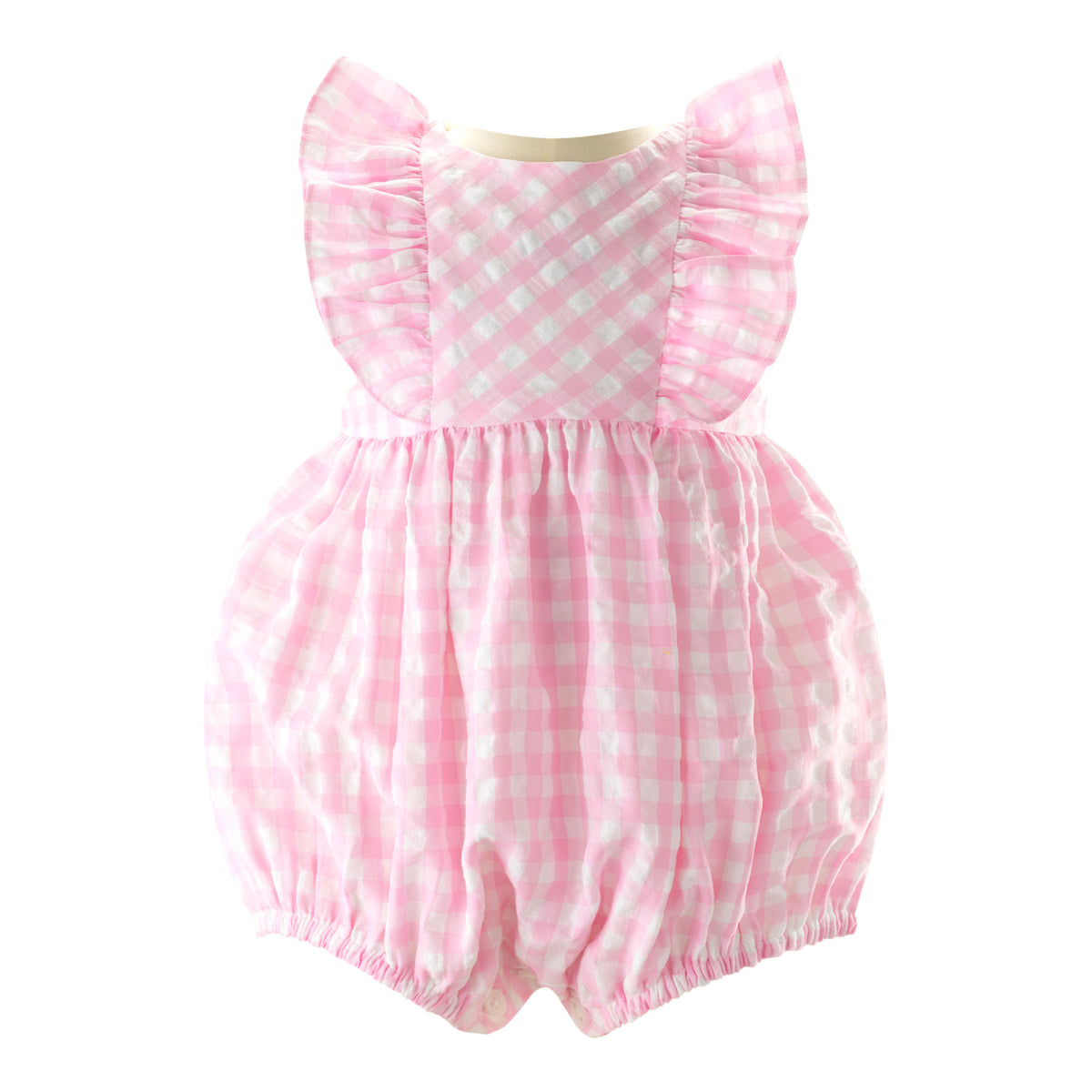 Check Ruffle Babysuit, Pink