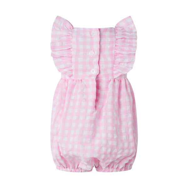 Check Ruffle Babysuit, Pink