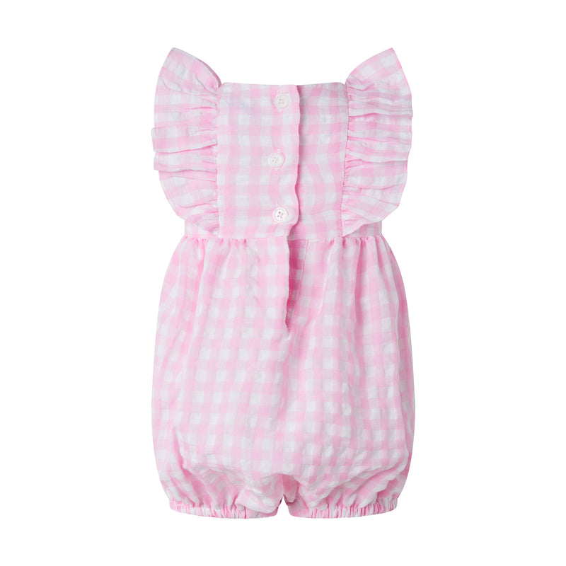 Check Ruffle Babysuit, Pink