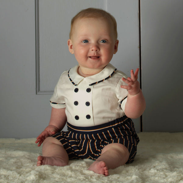 Navy Stripe Romper