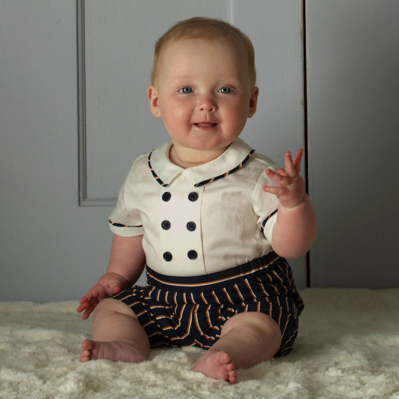 Navy Stripe Romper