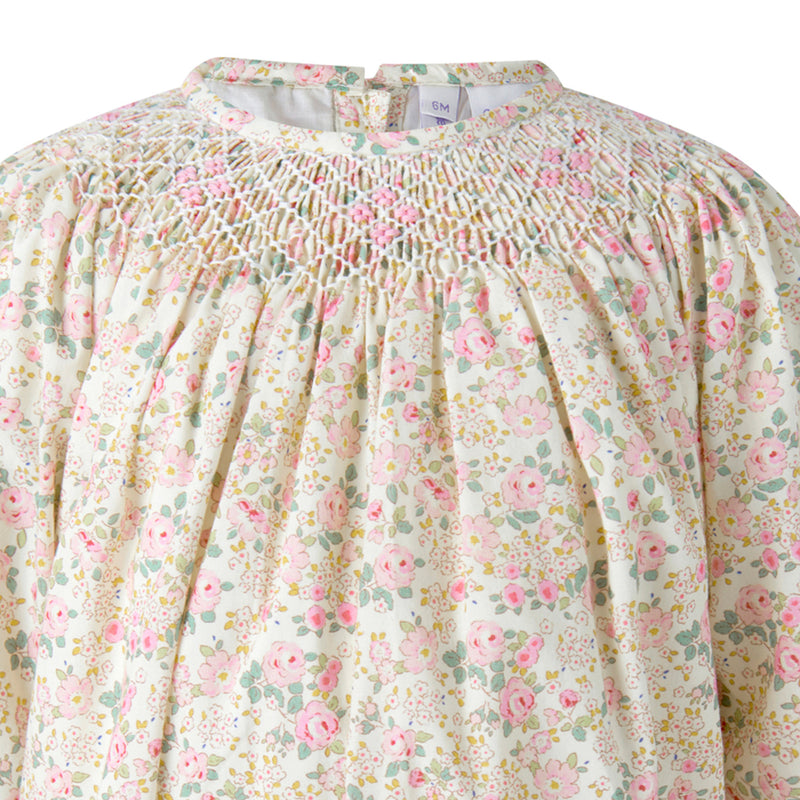 Pink Floral Smocked Babysuit