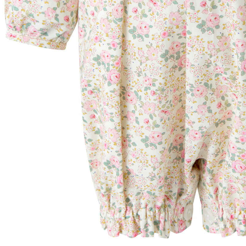 Pink Floral Smocked Babysuit