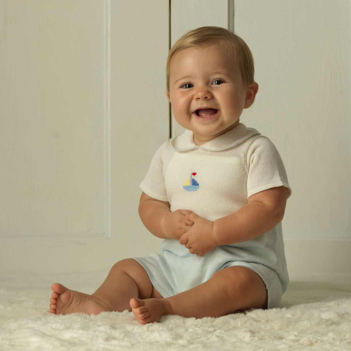 Sailboat Embroidered Babysuit