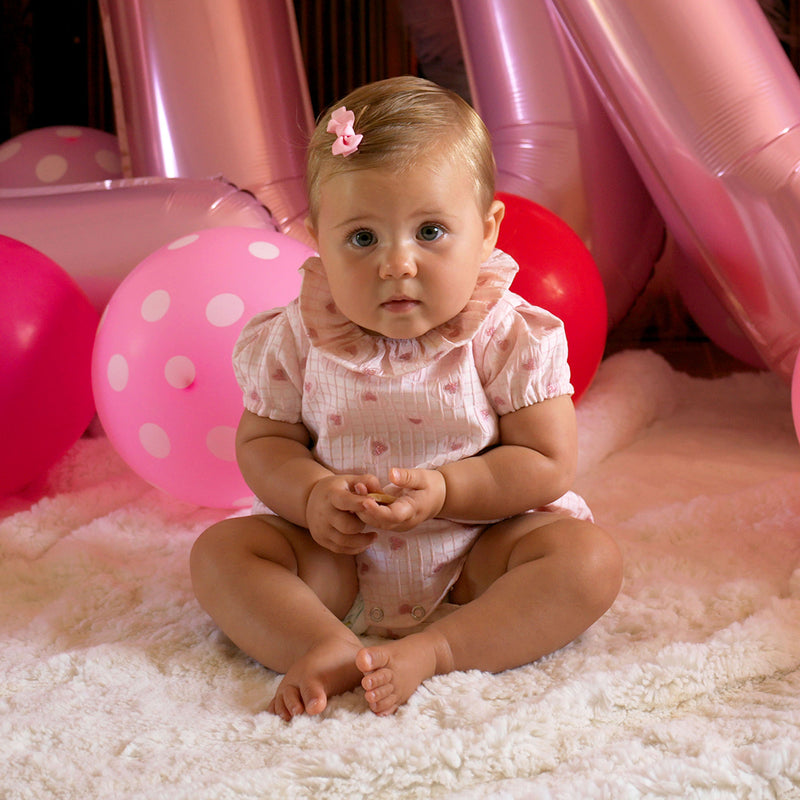 Grid Heart Damask Babysuit