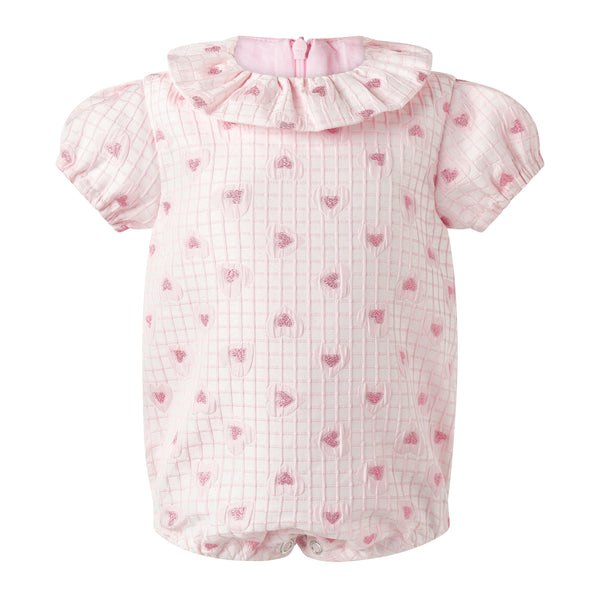 Grid Heart Damask Babysuit