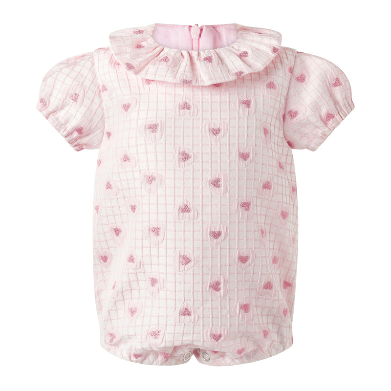 Grid Heart Damask Babysuit