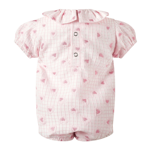 Grid Heart Damask Babysuit