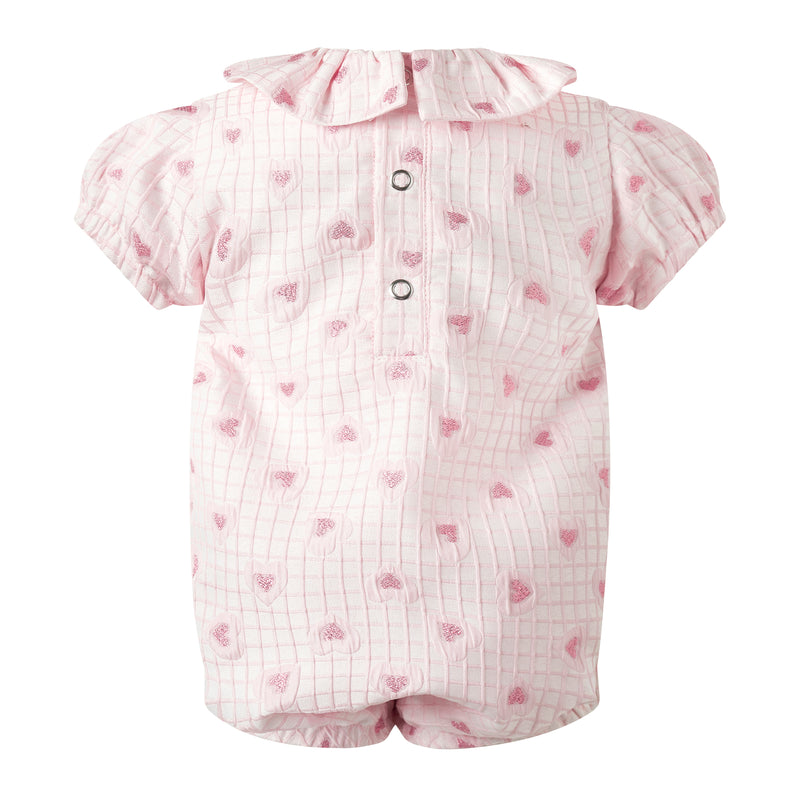 Grid Heart Damask Babysuit