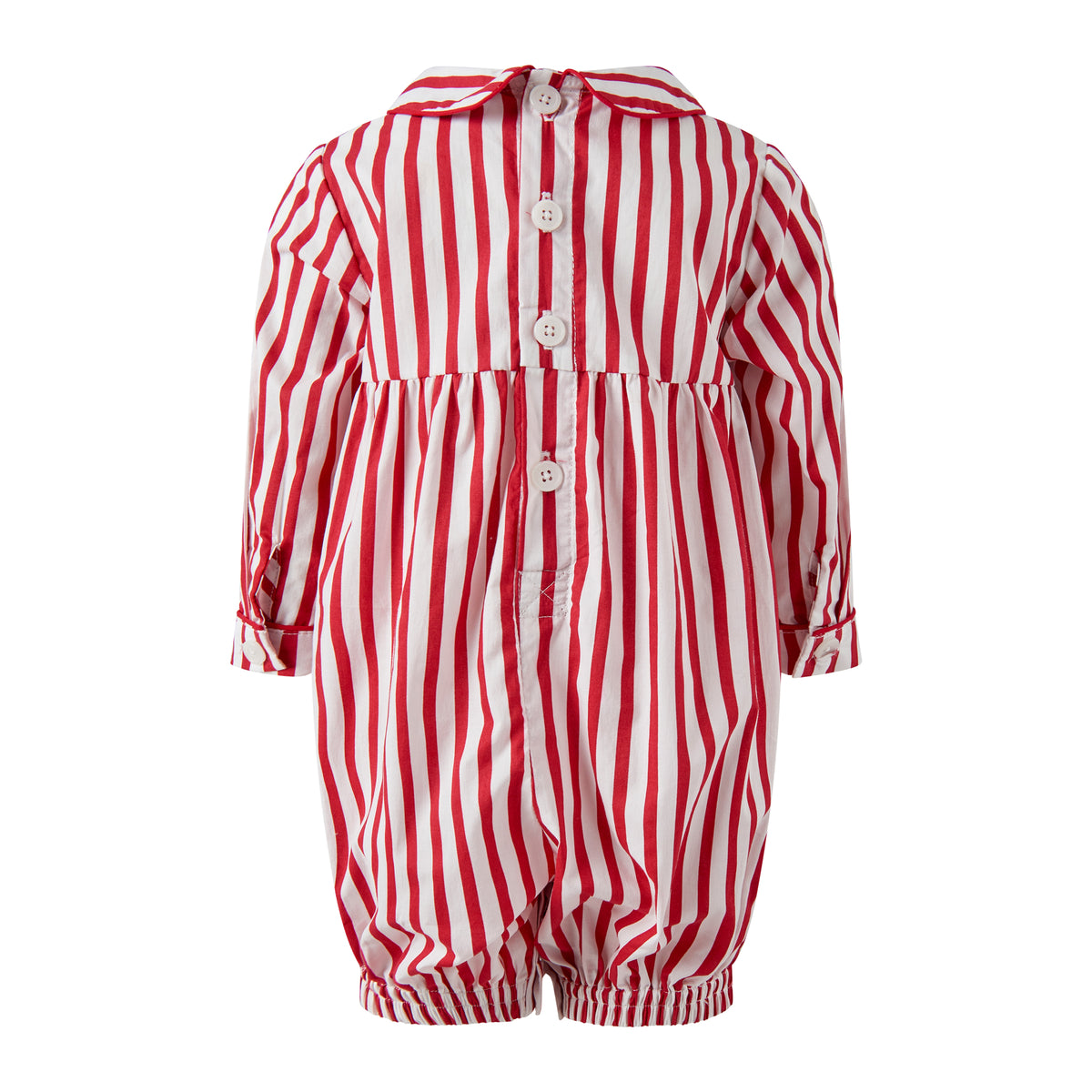 Red Candy Cane Smocked Babysuit