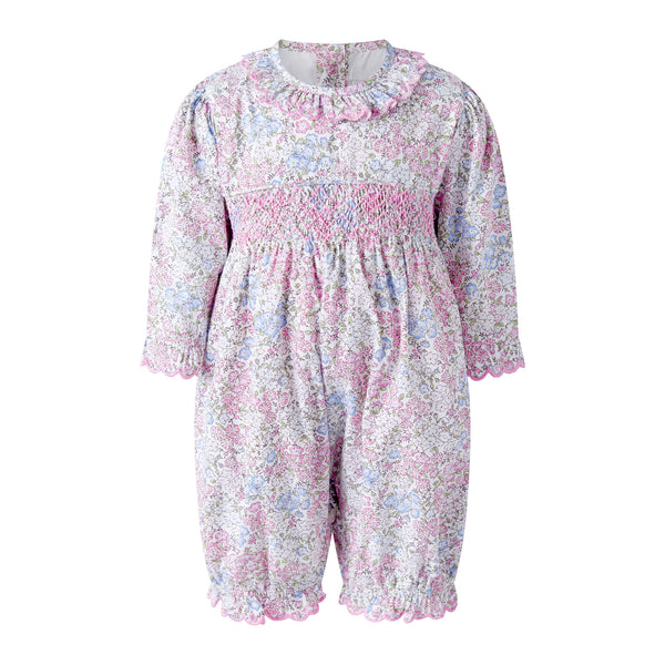 Pink Smocked Scalloped Babysuit