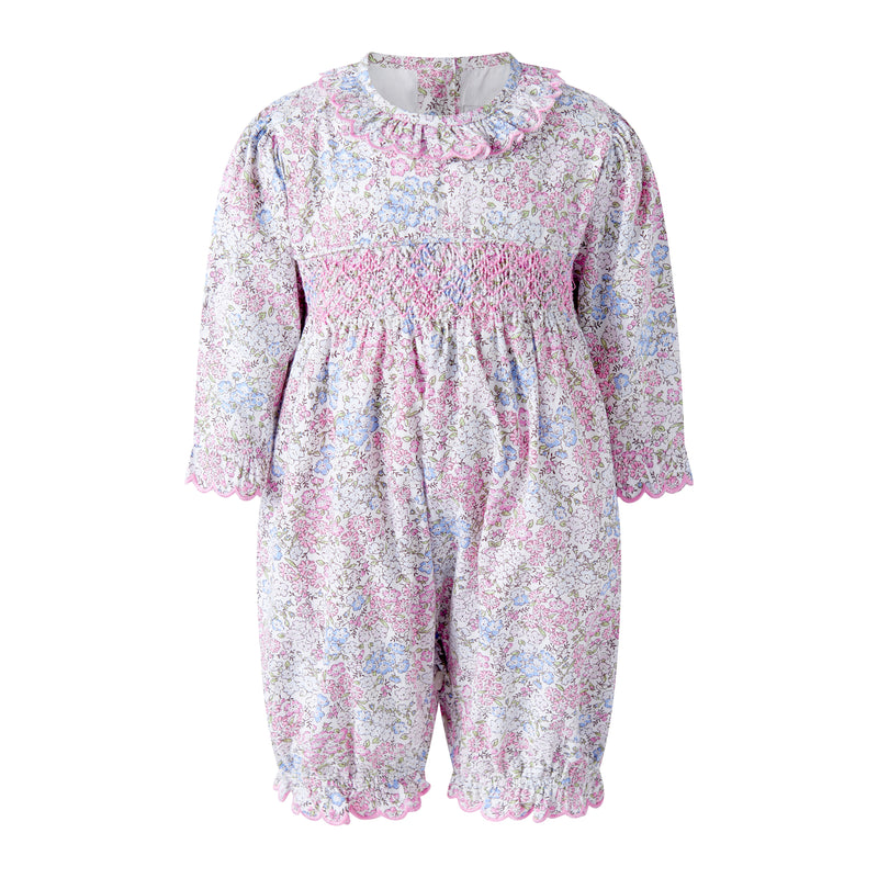 Pink Smocked Scalloped Babysuit