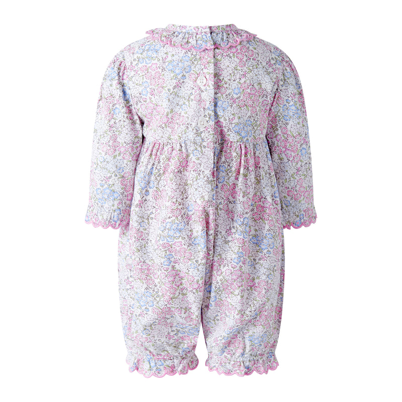 Pink Smocked Scalloped Babysuit