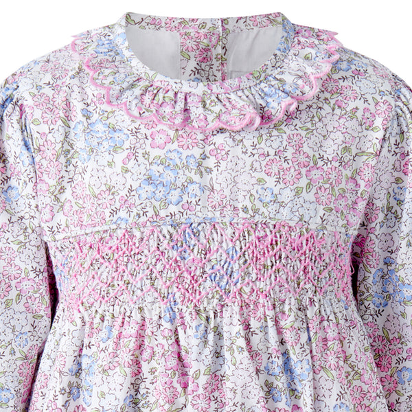 Pink Smocked Scalloped Babysuit