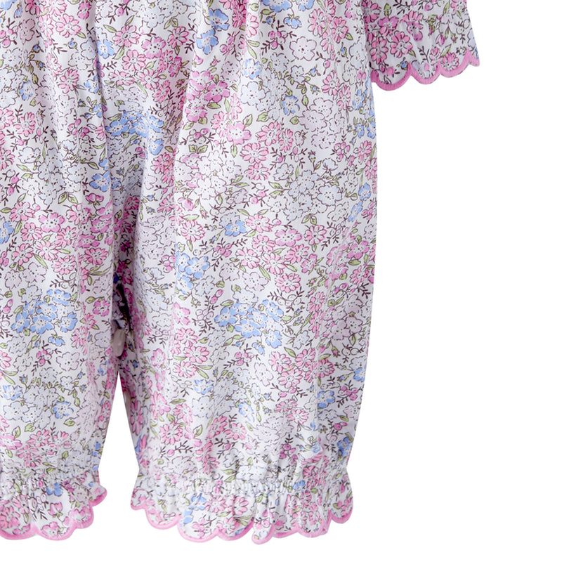 Pink Smocked Scalloped Babysuit