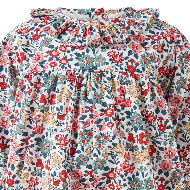 Pink Floral Frill Collar Babysuit