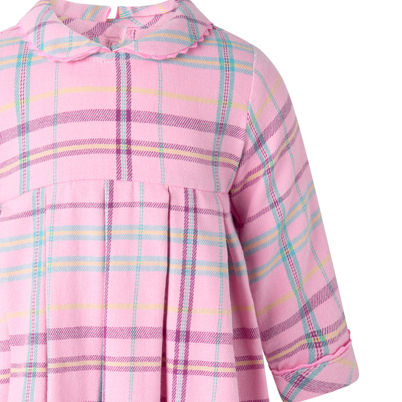 Pink Check Pleated Dress & Bloomers