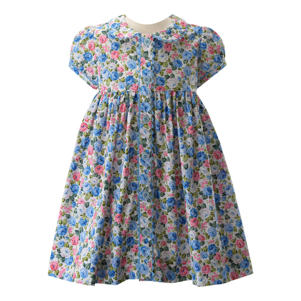 Blue Rose Button-front Dress & Bloomers