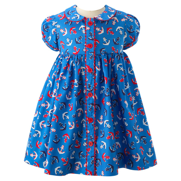 Anchor Button Front Dress & Bloomers