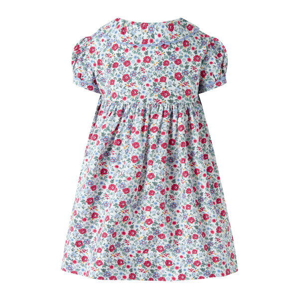 Blue Floral Button-front Dress & Bloomers