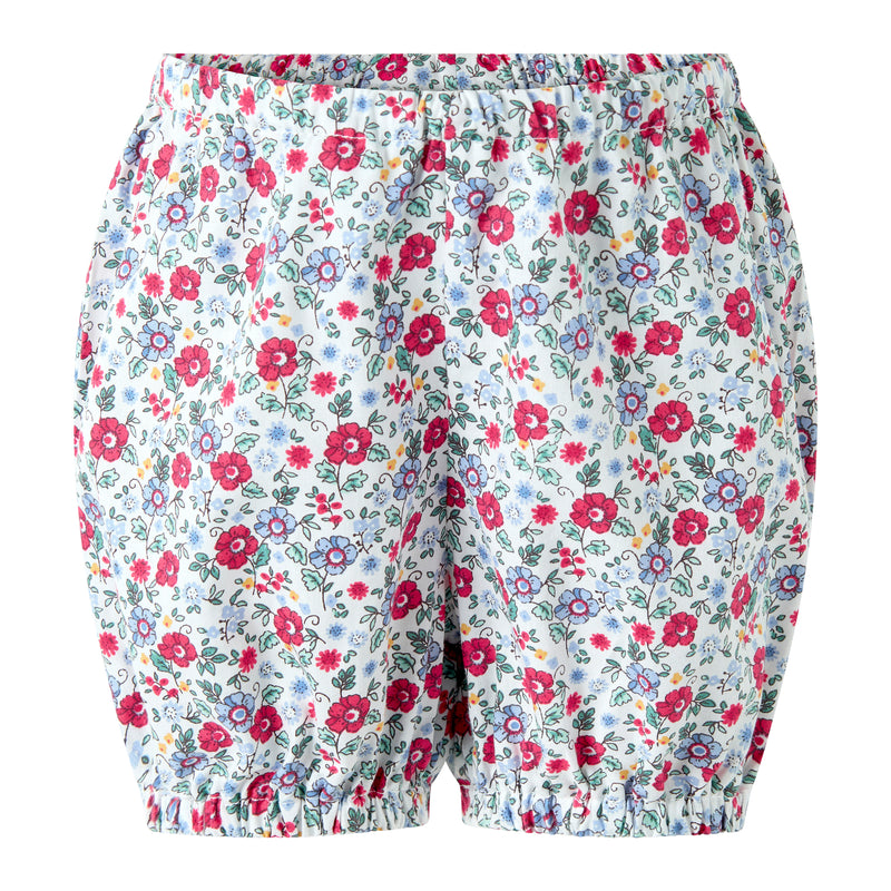 Blue Floral Button-front Dress & Bloomers