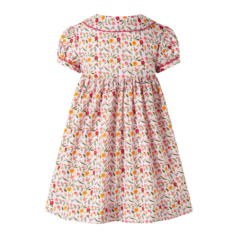 Pink Floral Butterfly Button-front Dress & Bloomers