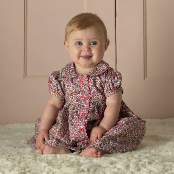 Floral Button-front Dress & Bloomers