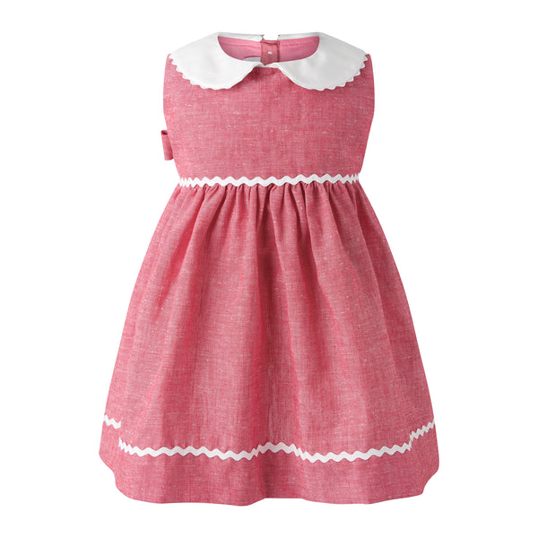 Red Linen Peter Pan Collar Dress