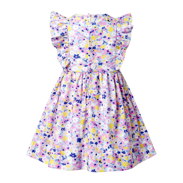 Mini Pastel Floral Frill Front Dress