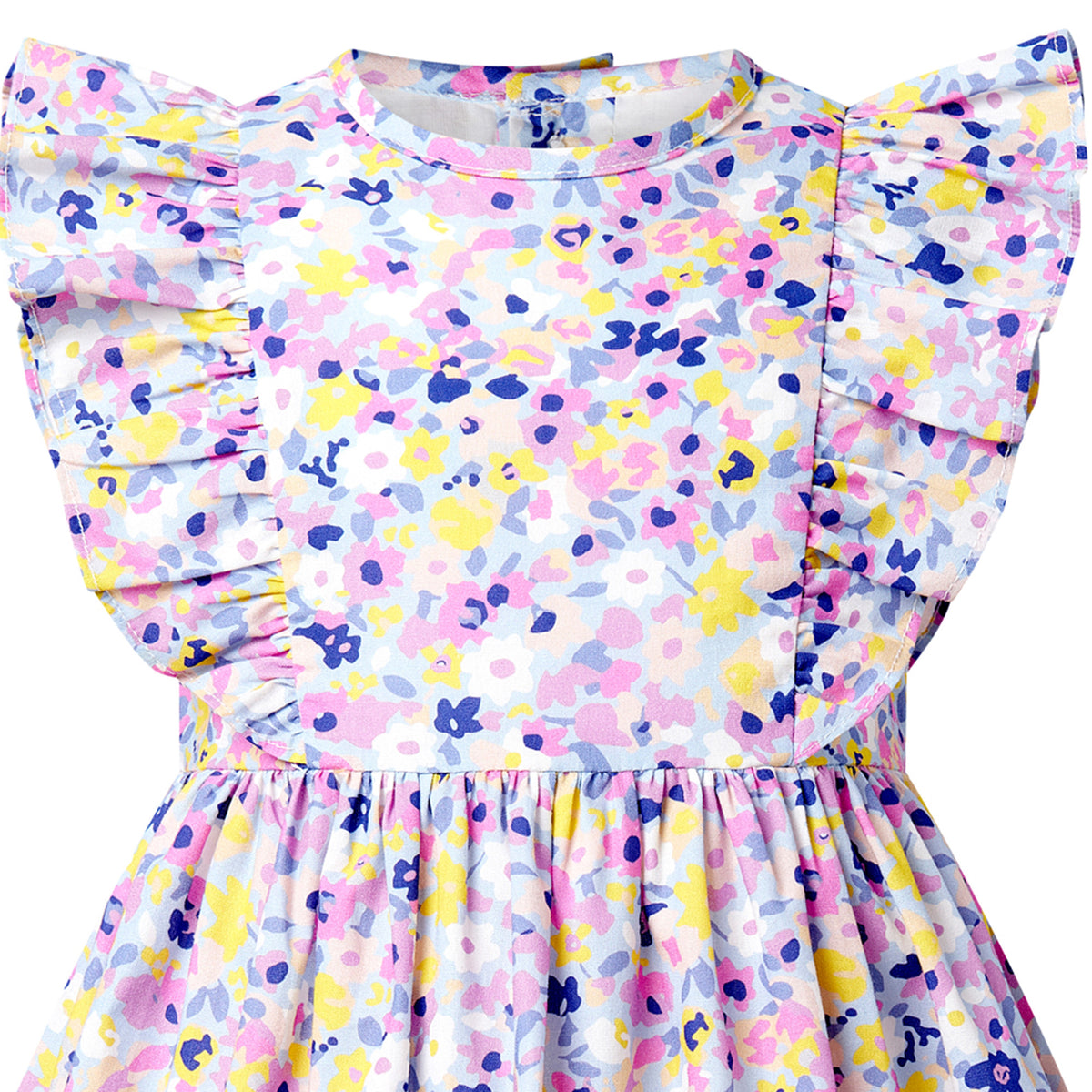 Mini Pastel Floral Frill Front Dress