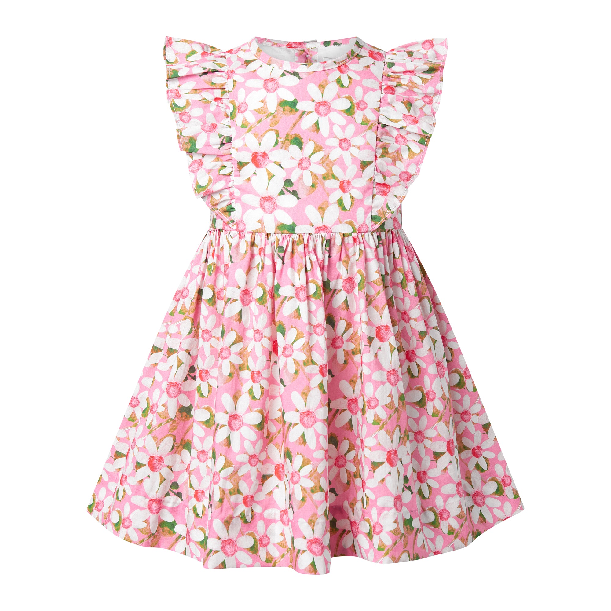 Graphic Flower Frill Front Dress