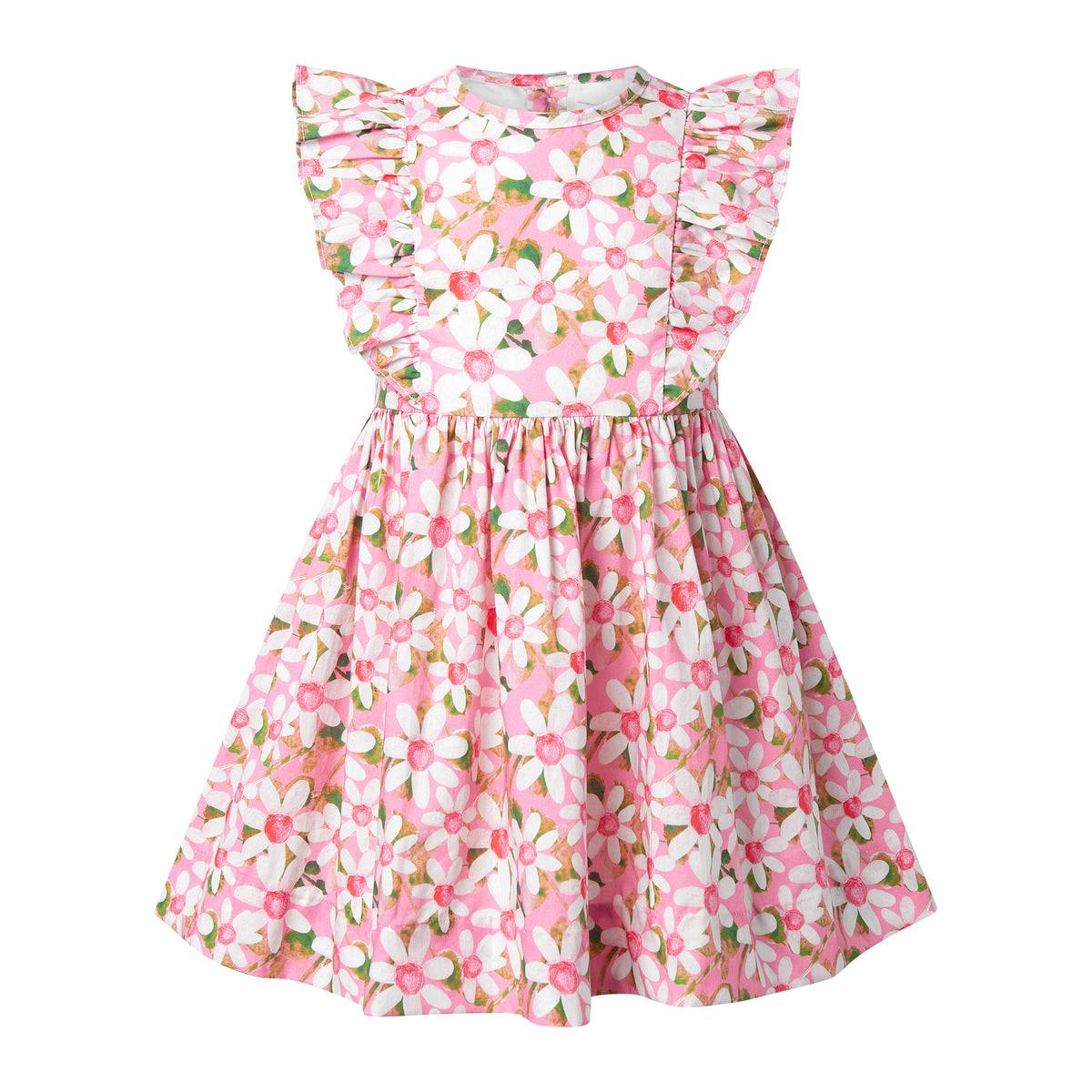 Graphic Flower Frill Front Dress